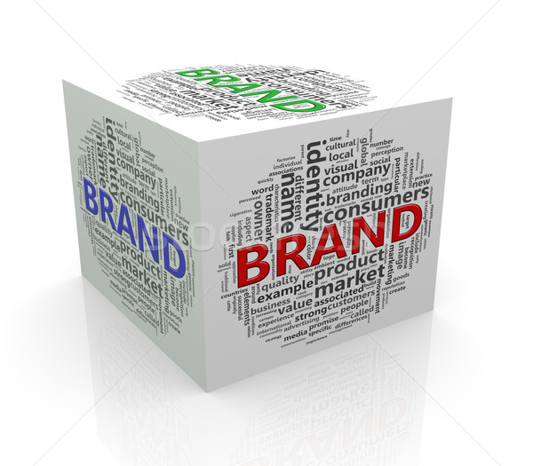 Stock photo: 3d cube wordcloud word tags  of brand