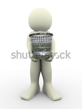 3d man carrying waste basket Stock photo © nasirkhan