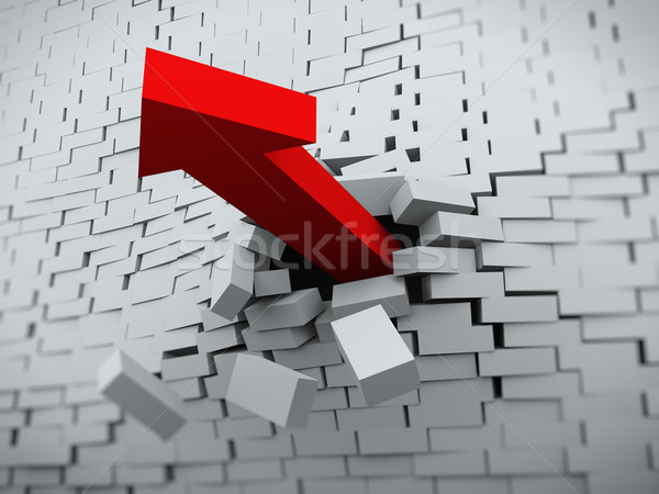 3d arrow burst through brick wall Stock photo © nasirkhan