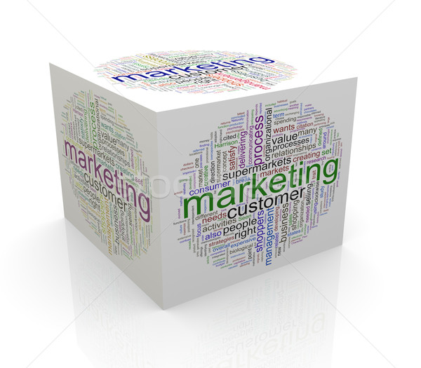 3d cube word tags wordcloud of marketing Stock photo © nasirkhan