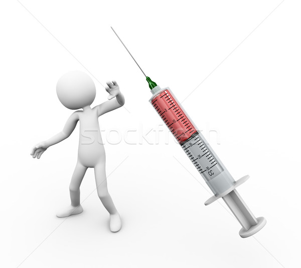 3d man scaring from syringe Stock photo © nasirkhan