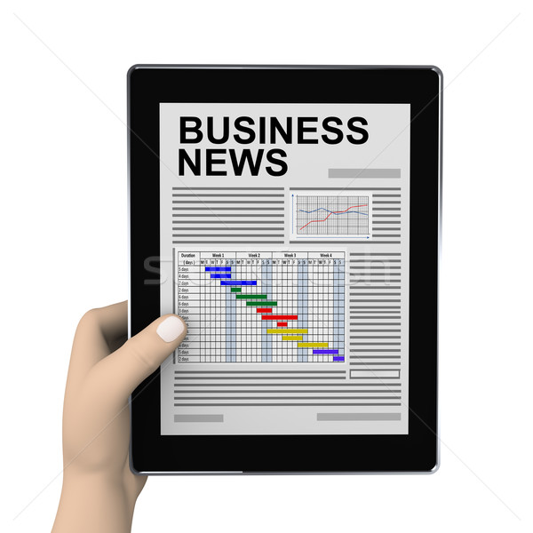 3D hand business krant tablet Stockfoto © nasirkhan