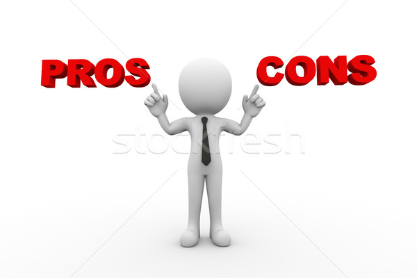 3d man with word pros and cons Stock photo © nasirkhan
