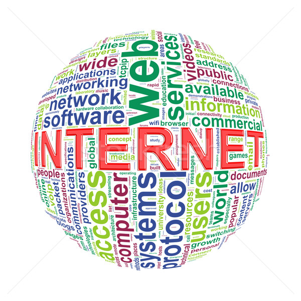 Wordcloud word tags ball of internet Stock photo © nasirkhan