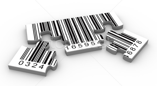 [[stock_photo]]: 3D · Barcode · puzzle · rendu · 3d · code · à · barres · affaires