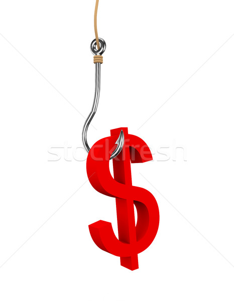 3D semnul dolarului simbol atasate pescuit carlig Imagine de stoc © nasirkhan