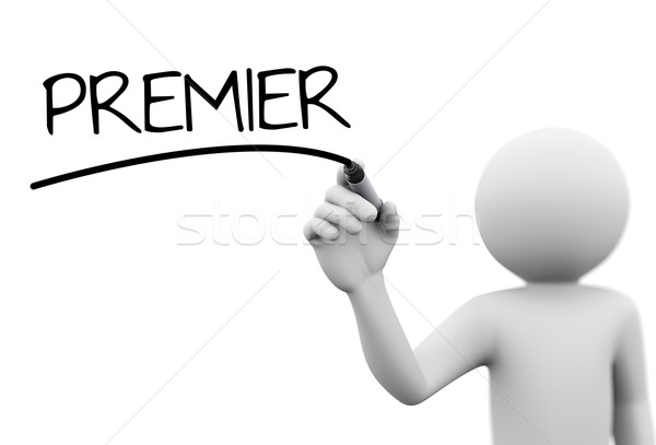 3d person writing premiere on transparent screen Stock photo © nasirkhan