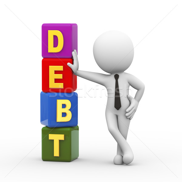 3d man and debt cubes Stock photo © nasirkhan