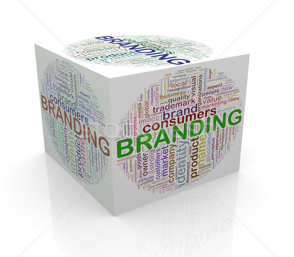 3d cube word tags wordcloud of branding Stock photo © nasirkhan