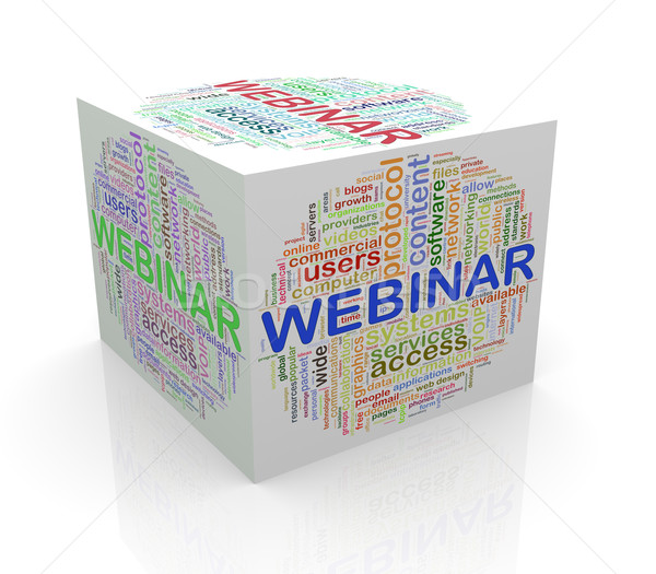 3D cubo parola webinar Foto d'archivio © nasirkhan