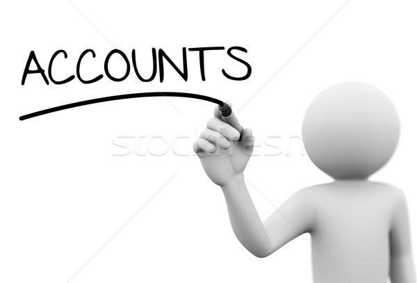 3d person writing accounts on transparent screen Stock photo © nasirkhan