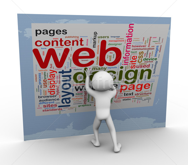 Diseno web hombre 3d edificio palabras web Foto stock © nasirkhan