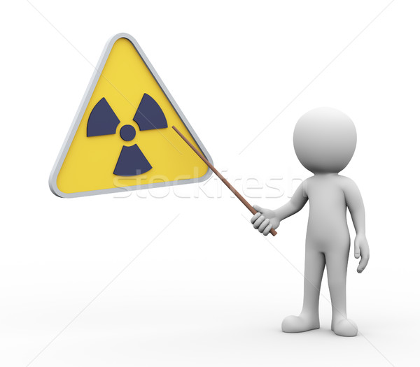 [[stock_photo]]: 3d · man · radioactifs · rayonnement · symbole