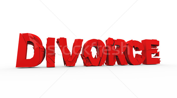 Foto stock: 3D · palabra · texto · divorcio · 3d · agrietado