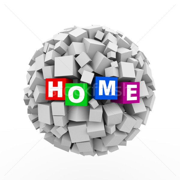 3d cubes boxes sphere ball - home Stock photo © nasirkhan