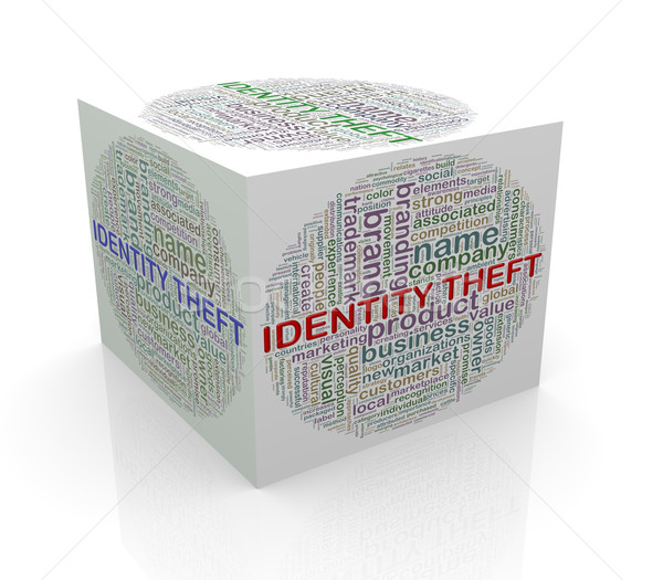 3D kocka szó címkék szófelhő személyazonosság-lopás Stock fotó © nasirkhan