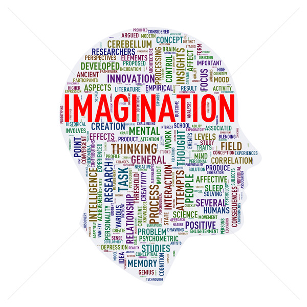 Stock photo: Human head wordcloud tags imagination