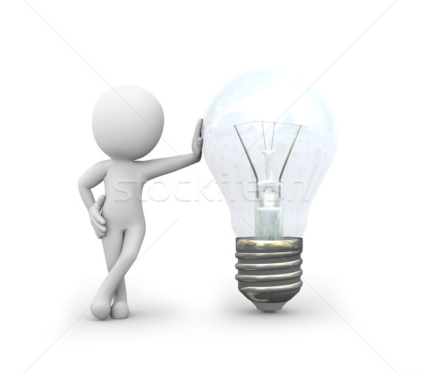 3d man standing with electric bulb  Stock photo © nasirkhan