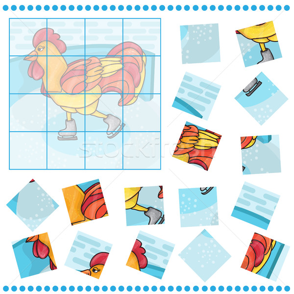 Jigsaw Puzzle game for Children Rooster bird Stock photo © Natali_Brill