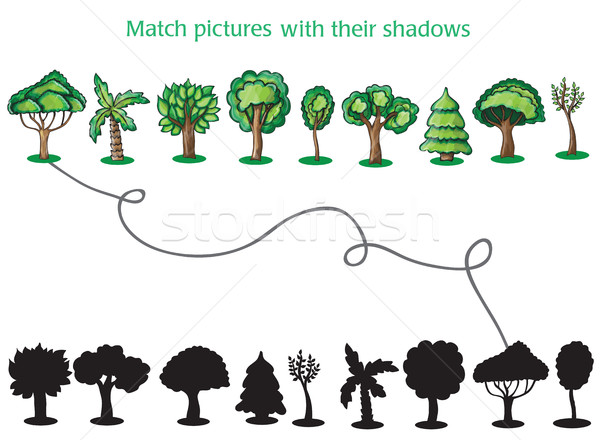 Stock photo: Trees and Silhoutte of trees - game for children