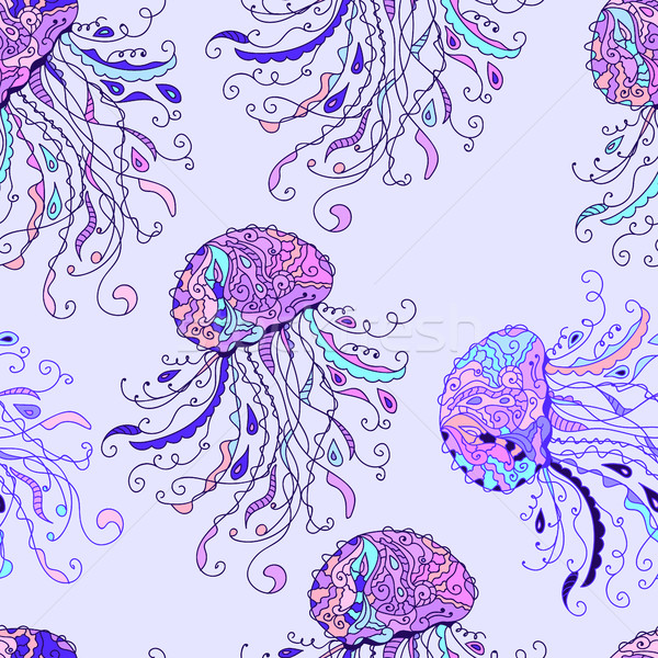 Végtelen minta meduza kézzel rajzolt firka víz kéz Stock fotó © Natali_Brill