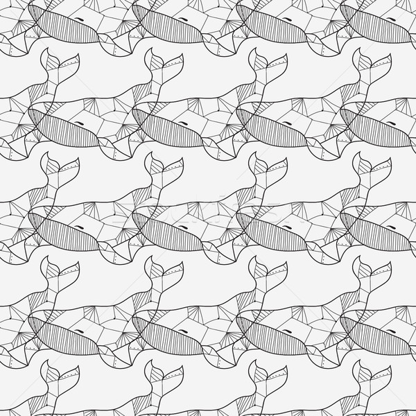 Seamless sea pattern with hand drawn whales Stock photo © Natali_Brill