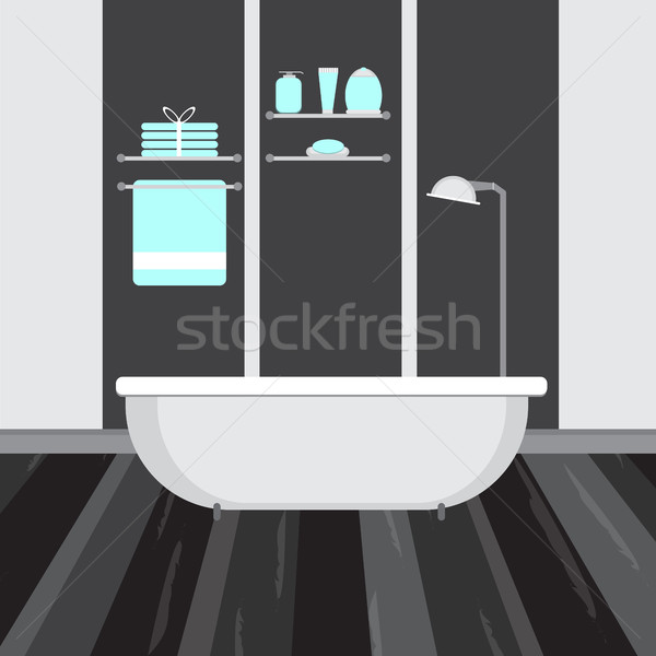 Modern bathroom interior. Vector flat illustration Stock photo © Natali_Brill