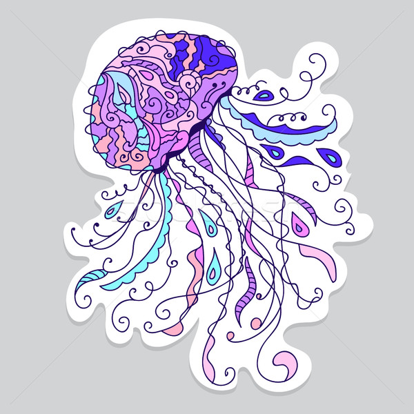 Stilizált meduza kézzel rajzolt firka vektor természet Stock fotó © Natali_Brill