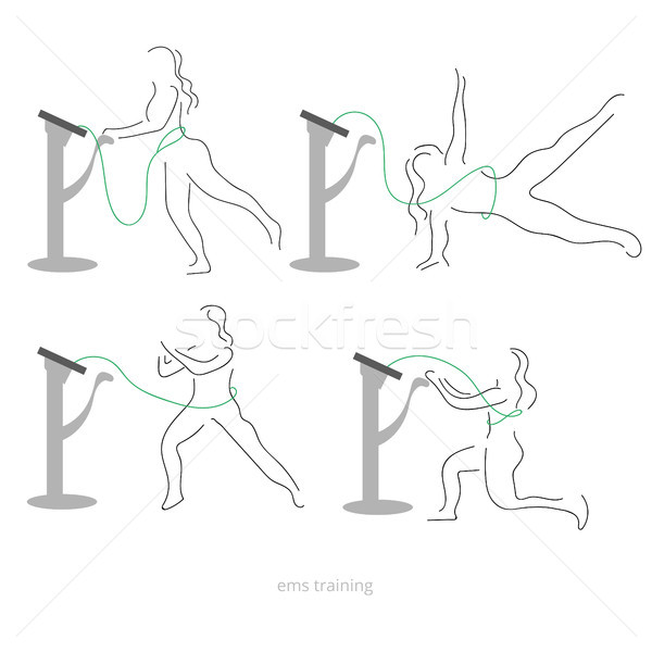 Ems workout stages - poses. Electric muscular stimulating fitness Stock photo © Natali_Brill