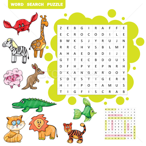Vector education game for children about animals -Word search puzzle Stock photo © Natali_Brill