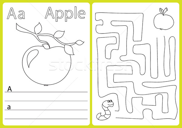 Alfabeto puzzle ragazzi libro da colorare illustrazione vettore Foto d'archivio © Natali_Brill