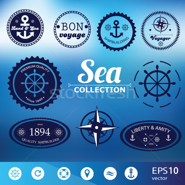 Set of vintage retro nautical badges, labels and icons Stock photo © Natali_Brill