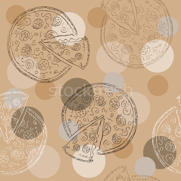 Doodle stijl pizza naadloos vector pizza slice Stockfoto © Natali_Brill