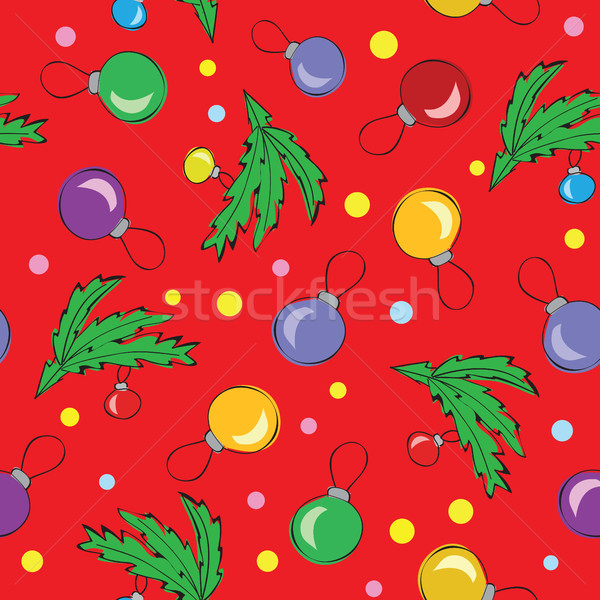 Stock photo: Christmas decorations, balls, seamless pattern