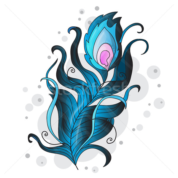 Stock photo: Vector peacock feather on a white background