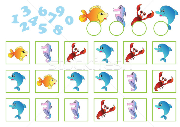 Counting educational children game, kids activity worksheet Stock photo © Natali_Brill
