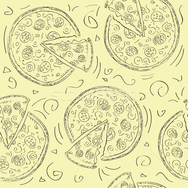 Doodle stijl pizza naadloos vector pizza slice Stockfoto © Natali_Brill