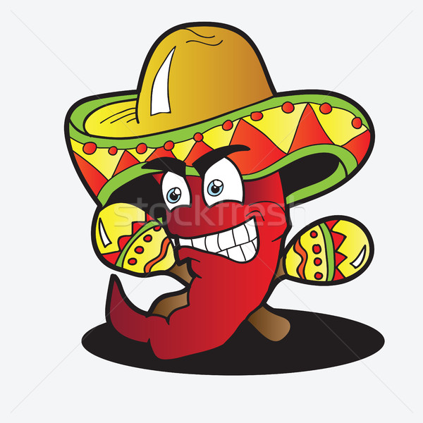 Stock photo: Chili Character with a Pair of Maracas