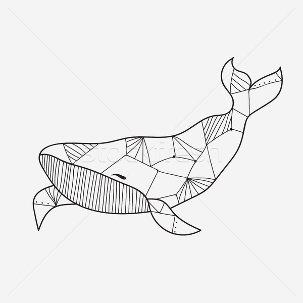 Wielorybów kolorowanka dorośli line stylu czarno białe Zdjęcia stock © Natali_Brill