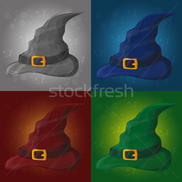 illustration of tall witch hat on abstract background - halloween card Stock photo © Natali_Brill