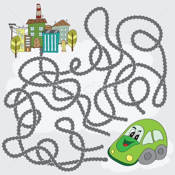 Funny maze game - help the car find way to city Stock photo © Natali_Brill