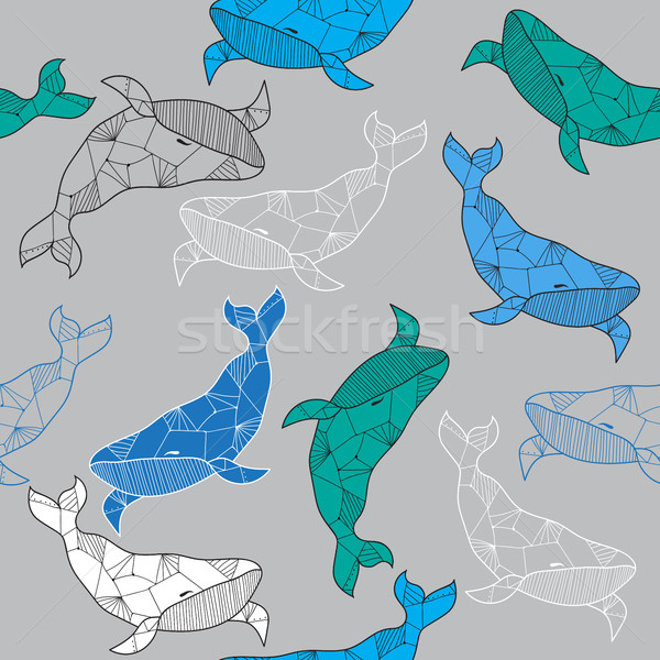 Seamless sea pattern with hand drawn whales Stock photo © Natali_Brill