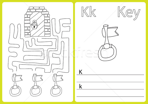 Foto d'archivio: Alfabeto · puzzle · ragazzi · libro · da · colorare · illustrazione · vettore