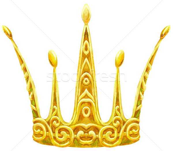 Acuarela coroană prinţesă aur decorativ Imagine de stoc © Natalia_1947