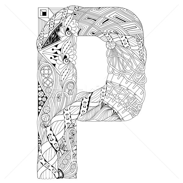 Letter P for coloring. Vector decorative zentangle object Stock photo © Natalia_1947