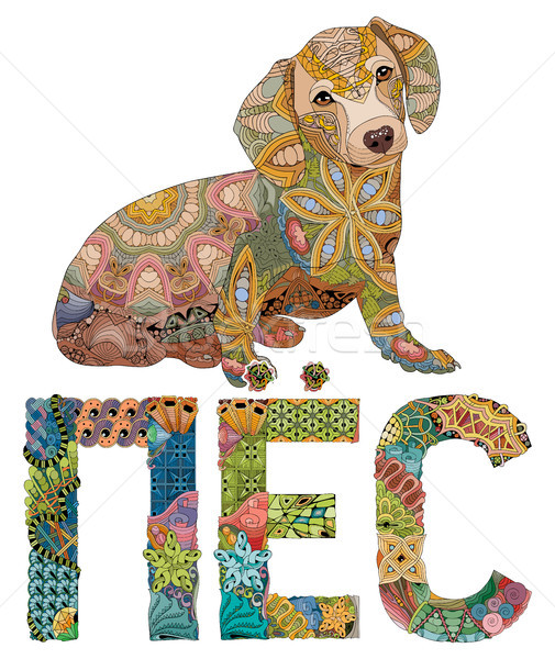 Foto stock: Palabra · perro · ruso · figura · vector · decorativo