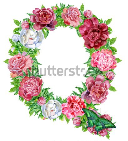 Letter Q of watercolor flowers Stock photo © Natalia_1947