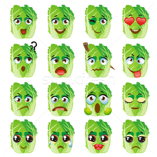 Chinese cabbage Emoji Emoticon Expression. Funny cute food Stock photo © Natalia_1947