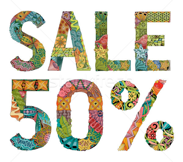 Word SALE 50 percent . Vector decorative zentangle object Stock photo © Natalia_1947
