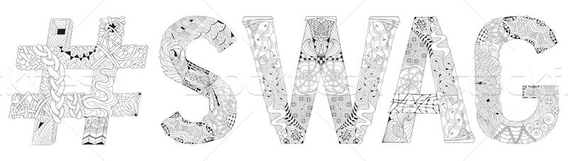 Word SWAG with hashtag for coloring. Vector decorative zentangle object Stock photo © Natalia_1947